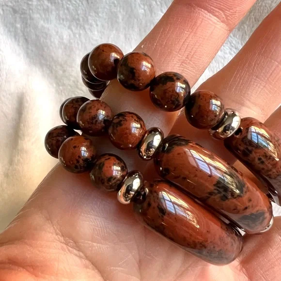 Dalmatian Jasper ID Mala Bead Bracelet - Picture 8 of 12